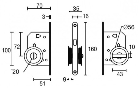 Sliding door lock "ATZ 3910 Q WC"