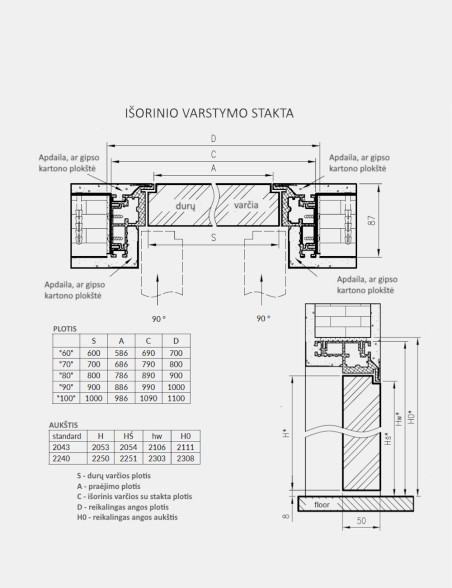 Nematomos vidaus durys "PROFI" 50mm