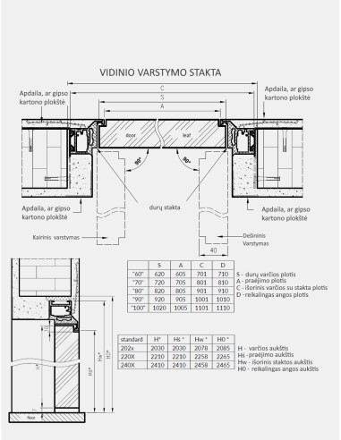 Nematomos vidaus durys "SARA ECO 2" 220 cm Dažytos
