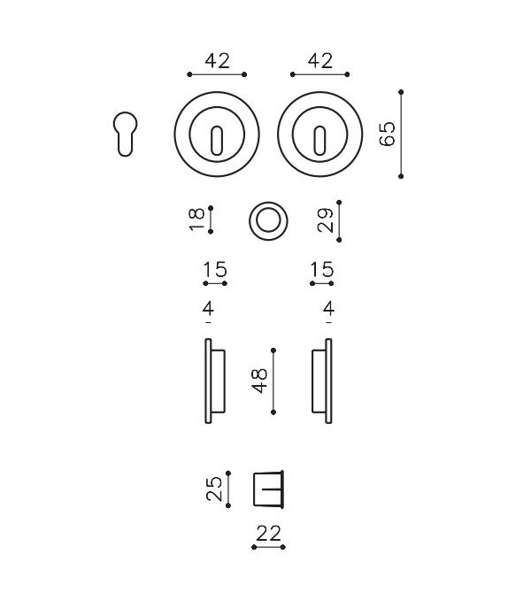 Sliding door handle "OLIVARI Dante Bicolor D135"