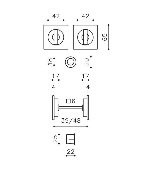 Sliding door handle "OLIVARI Giotto Q Bicolor...