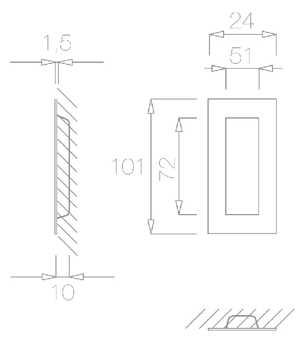 Sliding door handle "TUPAI 1696 Q"
