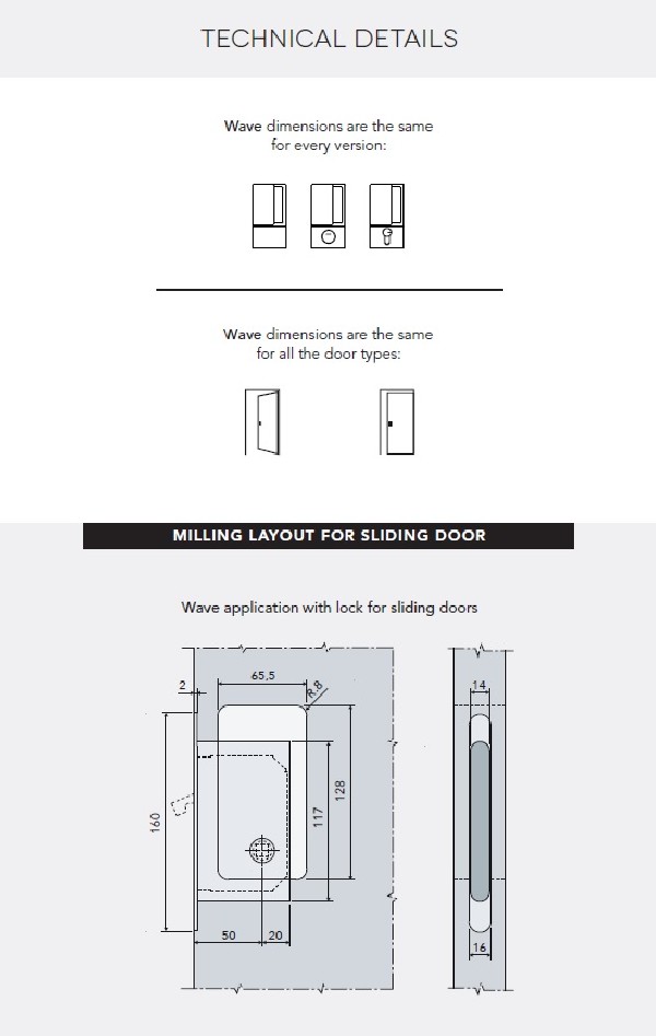 Sliding door handle "AGB WAVE Blind" Matte nickel