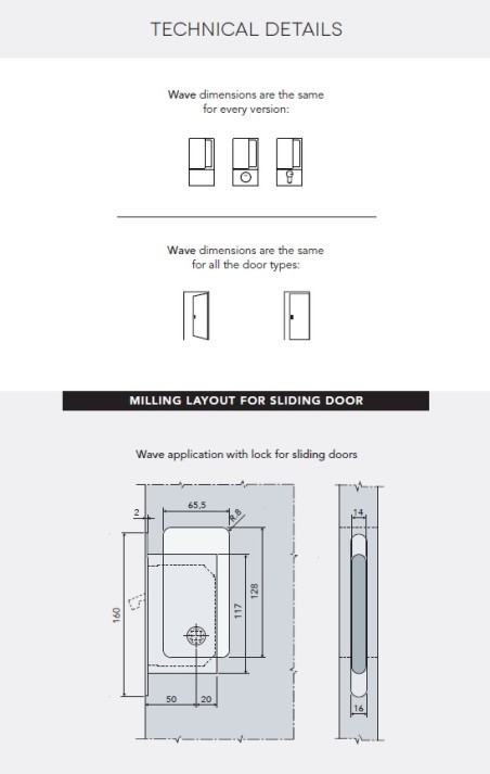 Sliding door handle "AGB WAVE Blind" Matte nickel