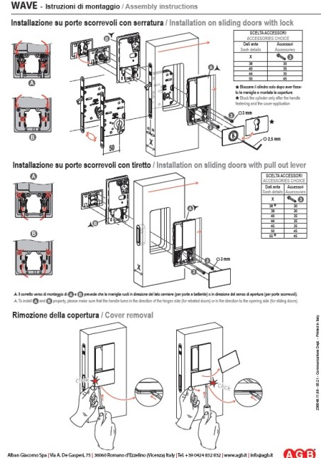 Stumdomų durų rankena "AGB WAVE Blind" Matinis nikelis