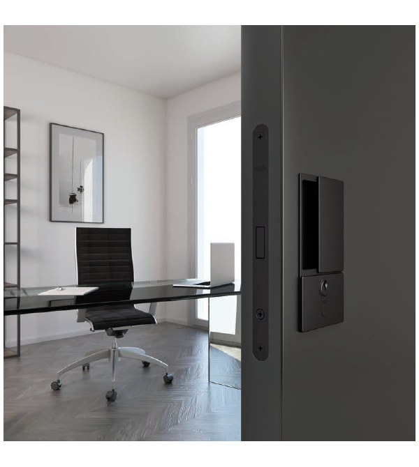 Sliding door handle "AGB WAVE Blind" WC Black