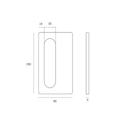 Klijuojama rankena stiklo durims "JNF IN.16.564 A" 2