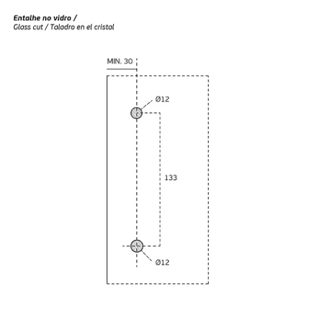 Adhesive handle for glass doors "JNF IN.16.530"