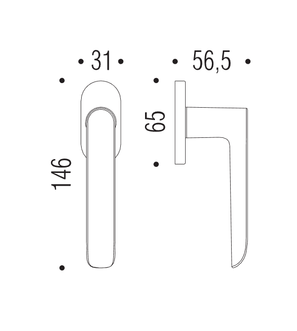Window handle "COLOMBO Lund SE12"