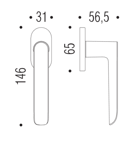 Window handle "COLOMBO Lund SE12"