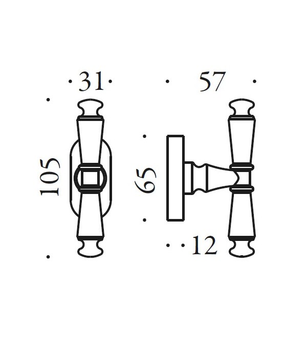 Lango rankena "COLOMBO Antologhia Ottocento KOT12"