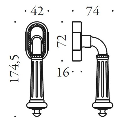 Window handle "COLOMBO Antologhia Byblos KBY12 DK/SM"