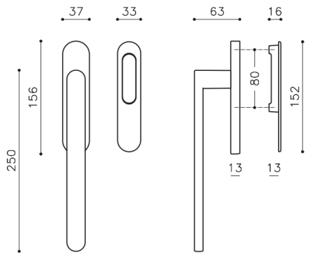 Terrace handle "OLIVARI Link L126"