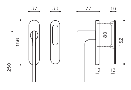 Terrace handle "OLIVARI Lotus L211"