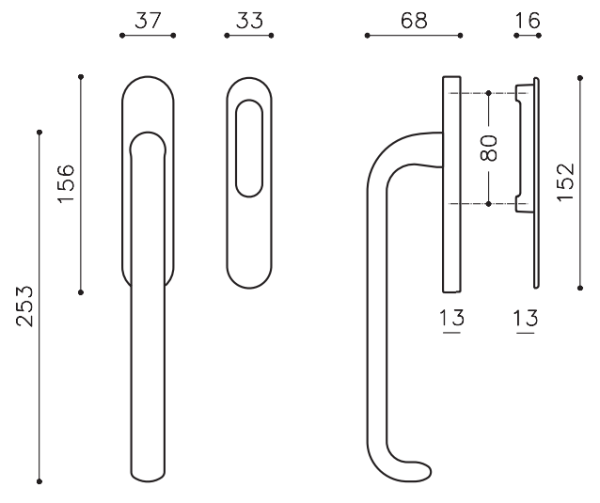 Terrace handle "OLIVARI Polo L101"