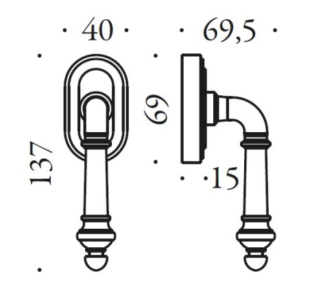 Window handle "COLOMBO Antologhia Impero KIM12 DK/SM"