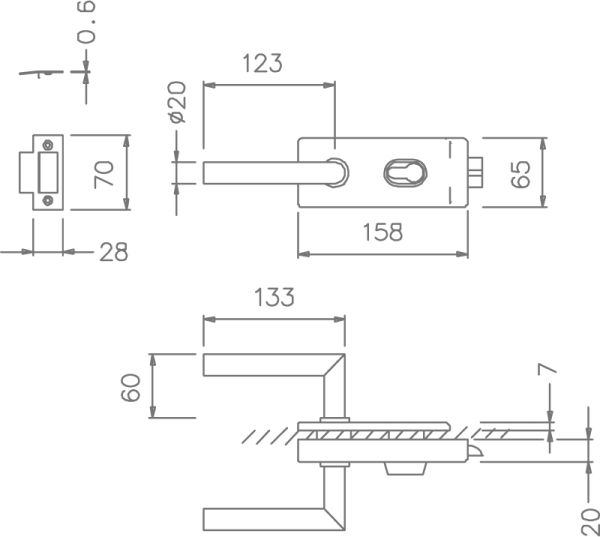 Stiklo durų rankena "TUPAI 4013"