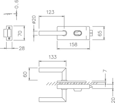 Glass door handle "TUPAI 4013"
