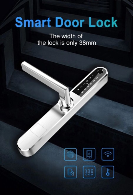 Smart door handle "iNOVO (Waterproof IP55)" Bluetooth&Wi-Fi with remote control (Black)