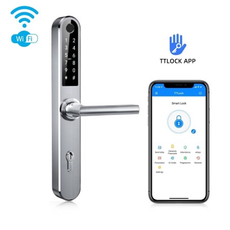 Smart door handle "iNOVO IP55 with cylinder 92mm (Silver)" Bluetooth&Wi-Fi with remote control