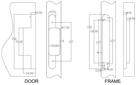 Concealed hinge for swing doors "T150 silver"