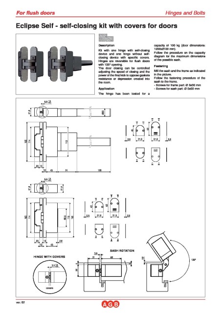 Paslėpto vyrio "AGB ECLIPSE" su durų pritraukimo funkcijos komplektas(priešgaisrinis)