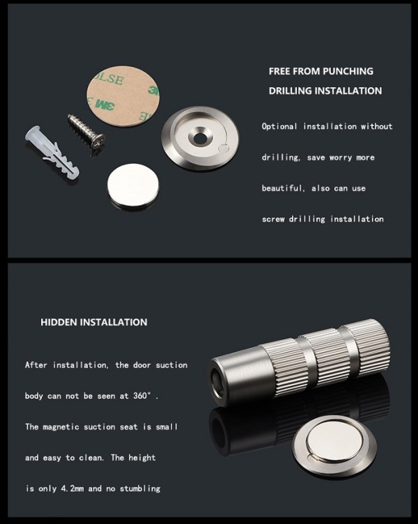 Invisible magnetic door stop "INOVO" Black