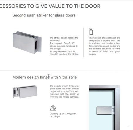 Hinge for glass doors "VITRA MINIMAL" (opening angle 150*)