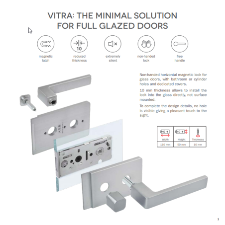 Silent magnetic lock set for glass "VITRA CIESA"