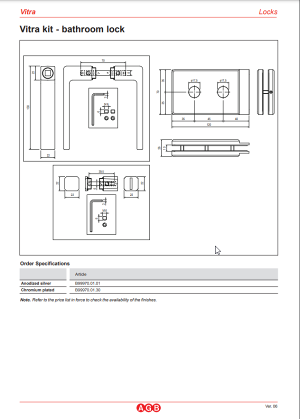 Silent magnetic lock set for glass "VITRA...
