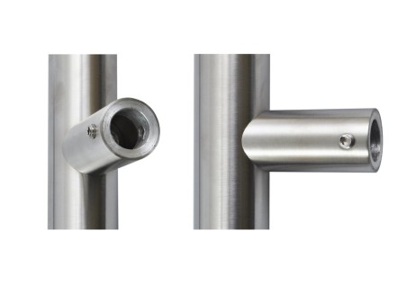Double-sided handle with straight mounting. 800mm, distance between mountings 600mm, 30mm. Stainless steel