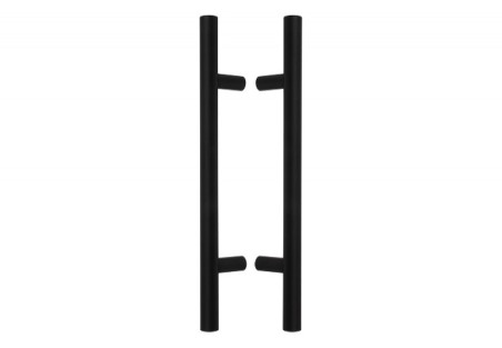Double-sided handle with straight mounting. 600mm, distance between mountings 400mm, 30mm. Black