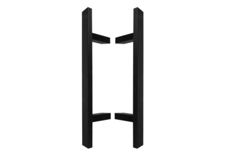 Double-sided square handle with curved mounting. 500mm, 300mm, 20mmx40mm. Black
