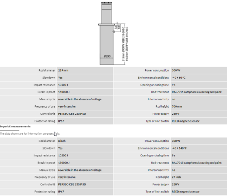 "Parking bollard Stoppy MBB 219/700 C" (height 70 cm. diameter 21.9 cm) electromechanical.