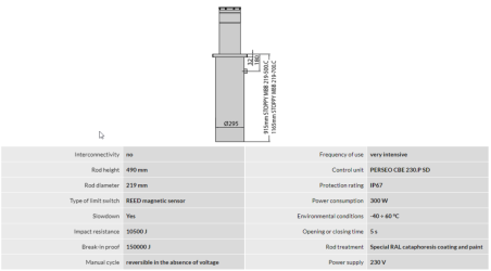 "Parking bollard Stoppy MBB 219/500 C" (height 50 cm. diameter 21.9 cm) electromechanical.