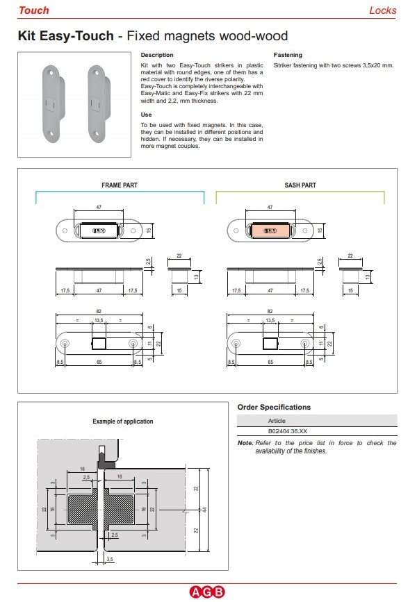 "EASY TOUCH" Interior door lock, black. For...