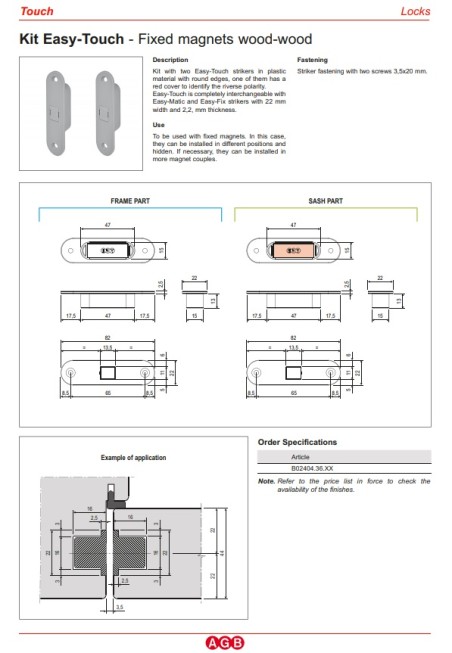 "EASY TOUCH OCS" Interior door lock. For wooden door frames.