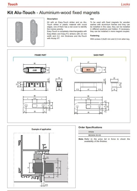 "ALU TOUCH OCS" Interior door lock. Aluminum door frames.