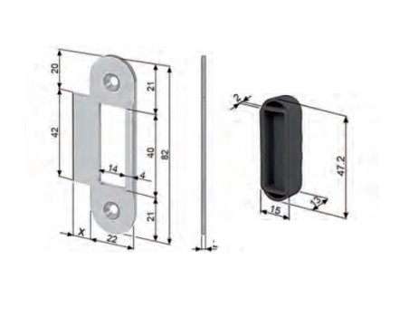 Plate "Easy Matic" for smooth doors with plastic pocket