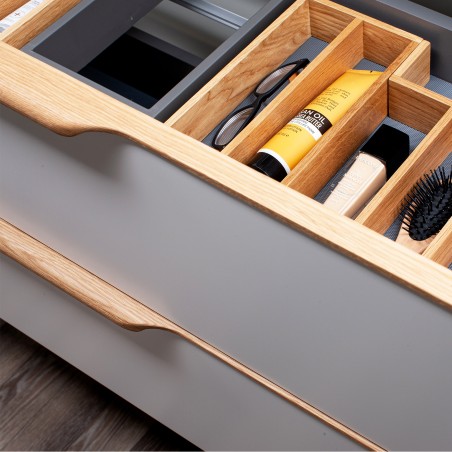 Double sink cabinets “AMBER” with double sink in ”Corian®1” washbasin