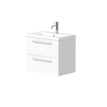 Cabinet "DUET" with handles and recessed ceramic washbasin "PAULA"