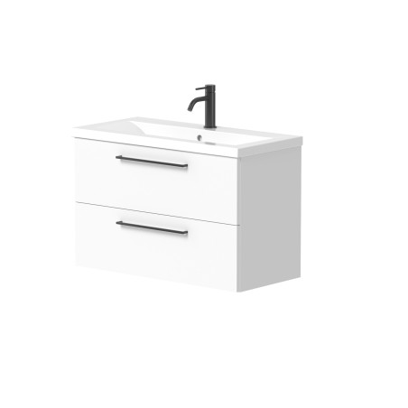 Cabinet "DUET" with handles and recessed ceramic washbasin "PAULA"
