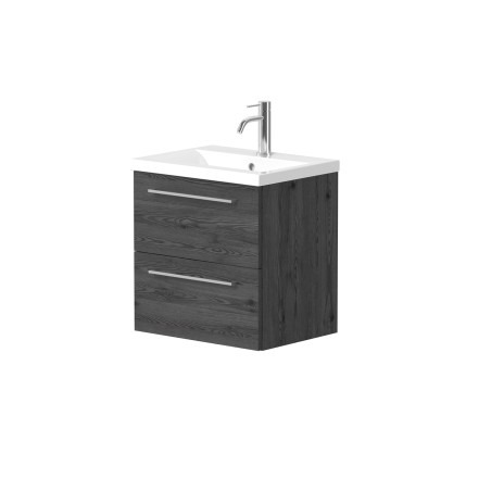 Cabinet "DUET" with chrome handles and recessed ceramic washbasin "PAULA"