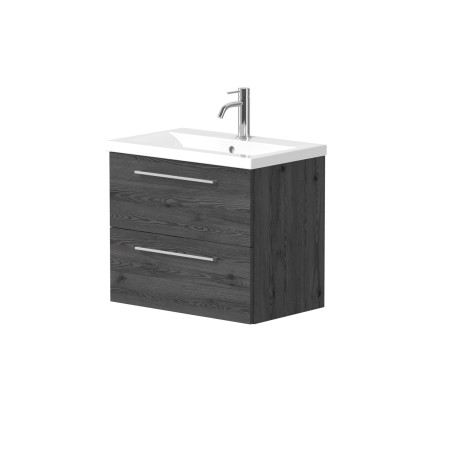 Cabinet "DUET" with chrome handles and recessed ceramic washbasin "PAULA"