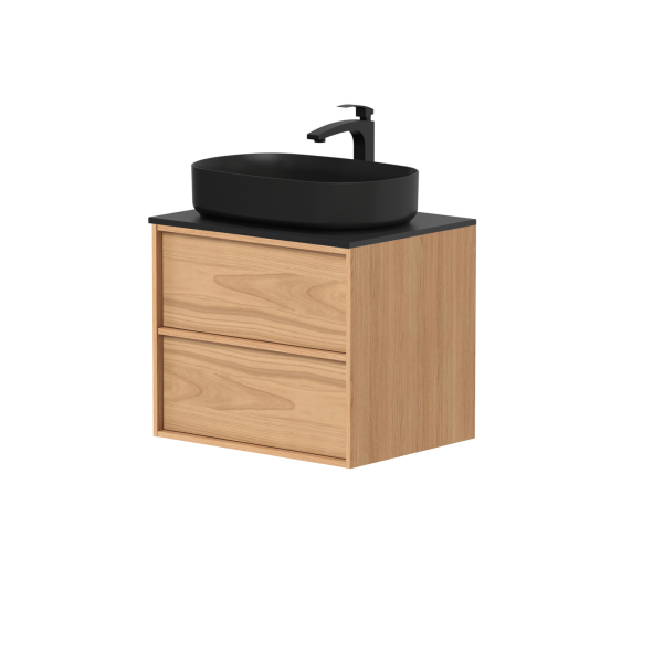 Spintelė "HOME" su "Dekton®" juodu stalviršiu ir pastatomu "VESSEL" praustuvu