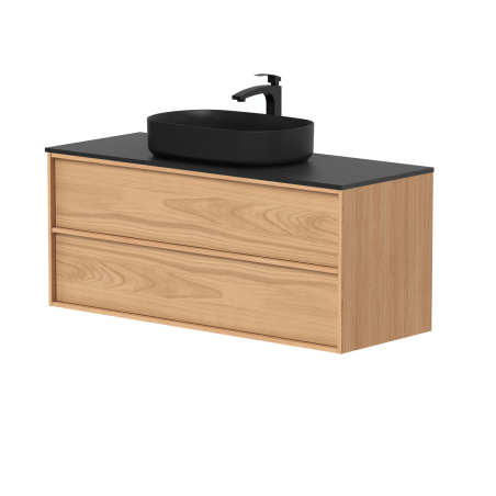 Spintelė "HOME" su "Dekton®" juodu stalviršiu ir pastatomu "VESSEL" praustuvu