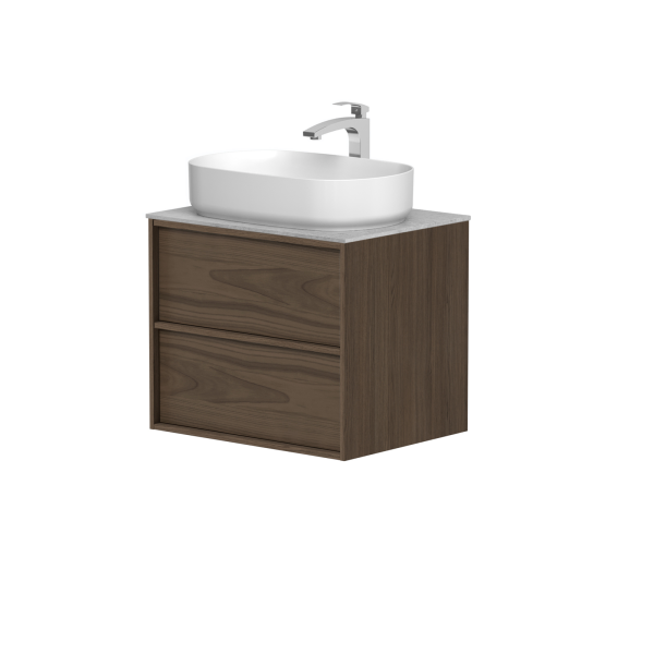 Cabinet with "HOME" with "Dekton®" concrete countertop and "VESSEL" freestanding washbasin
