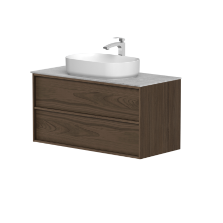 Spintelė su "HOME" su "Dekton®" betono stalviršiu ir pastatomu "VESSEL" praustuvu