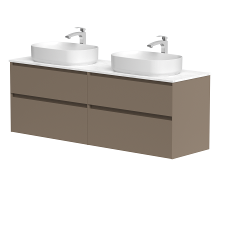 Dviejų spintelių komplektas "LOFT" su "Carrara" marmuro stalviršiu ir dviem pastatomais "Vessel" praustuvais