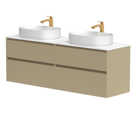 Dviejų spintelių komplektas "LOFT" su "Carrara" marmuro stalviršiu ir dviem pastatomais "Vessel" praustuvais